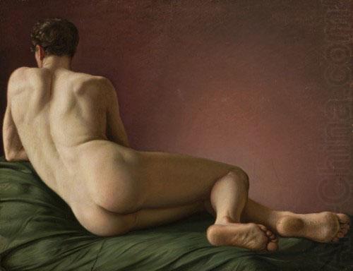 Male Nude Lying., Aleksander Lesser
